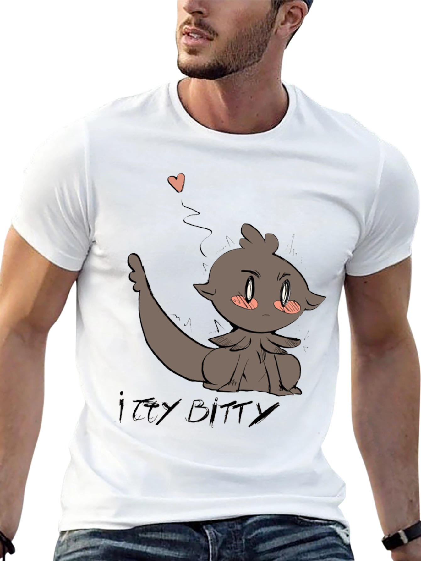 Cute Itty Bitty Cartoon Graphic Black T-Shirt