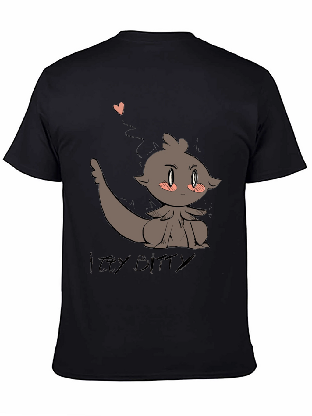 Cute Itty Bitty Cartoon Graphic Black T-Shirt
