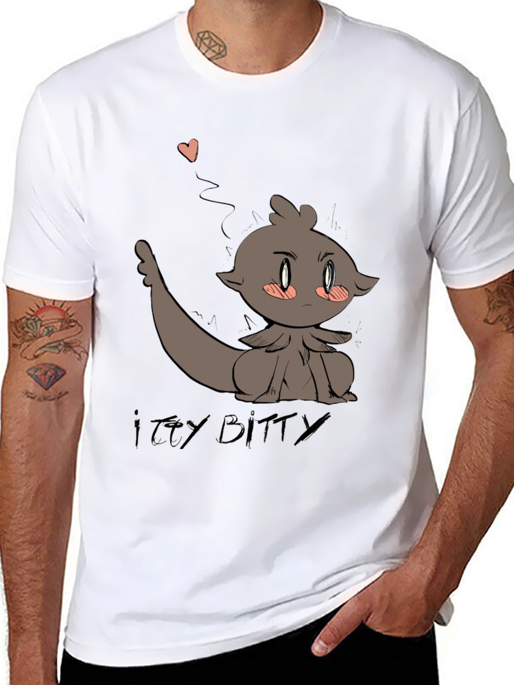 Cute Itty Bitty Cartoon Graphic Black T-Shirt