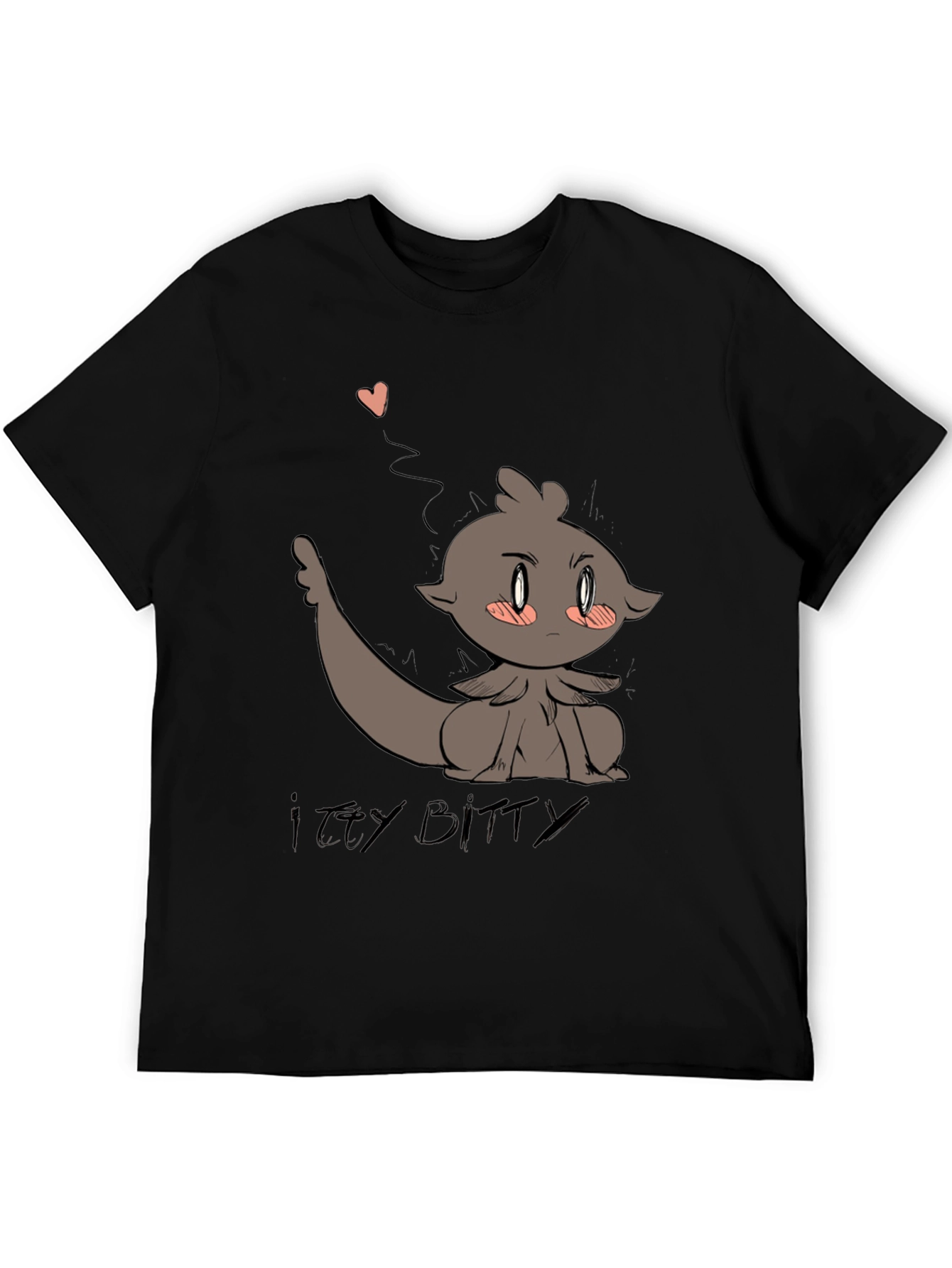 Cute Itty Bitty Cartoon Graphic Black T-Shirt