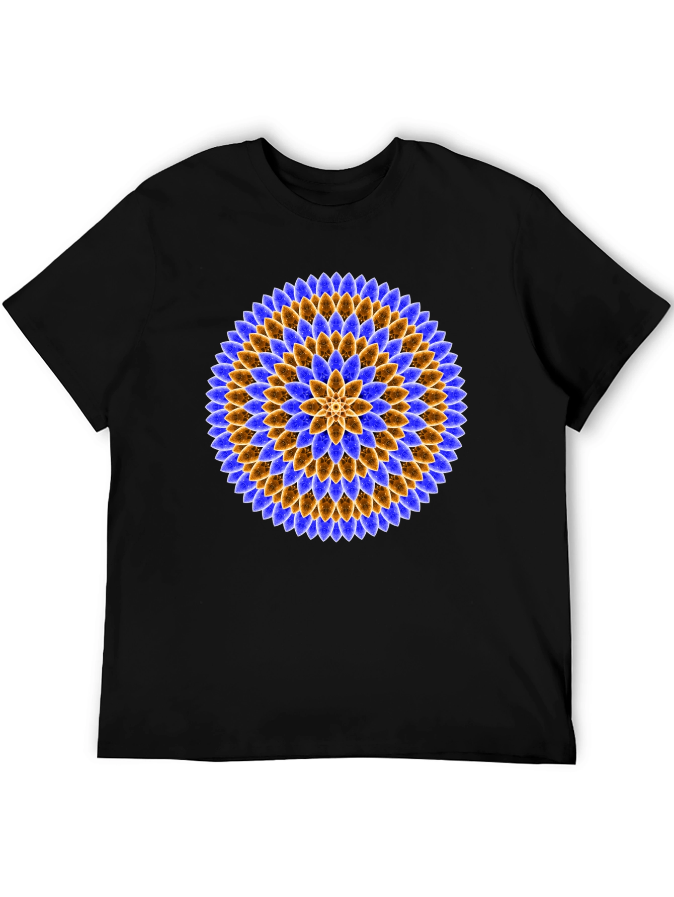 Floral Mandala Graphic Tee - Black Cotton T-Shirt