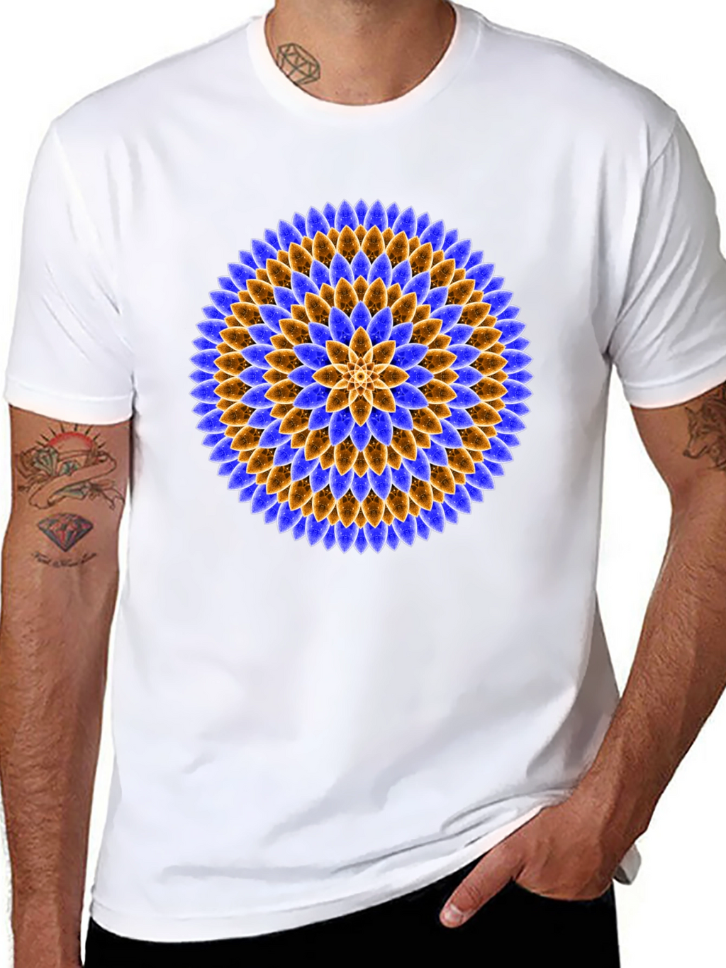 Floral Mandala Graphic Tee - Black Cotton T-Shirt