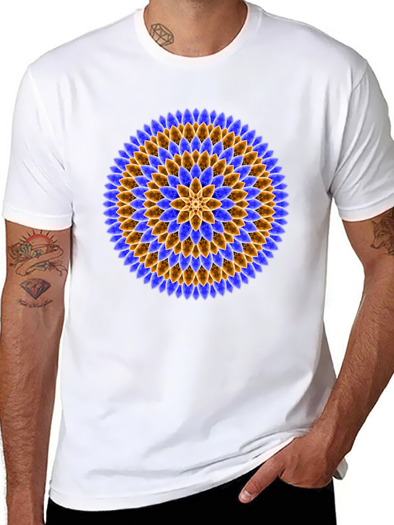 Floral Mandala Graphic Tee - Black Cotton T-Shirt
