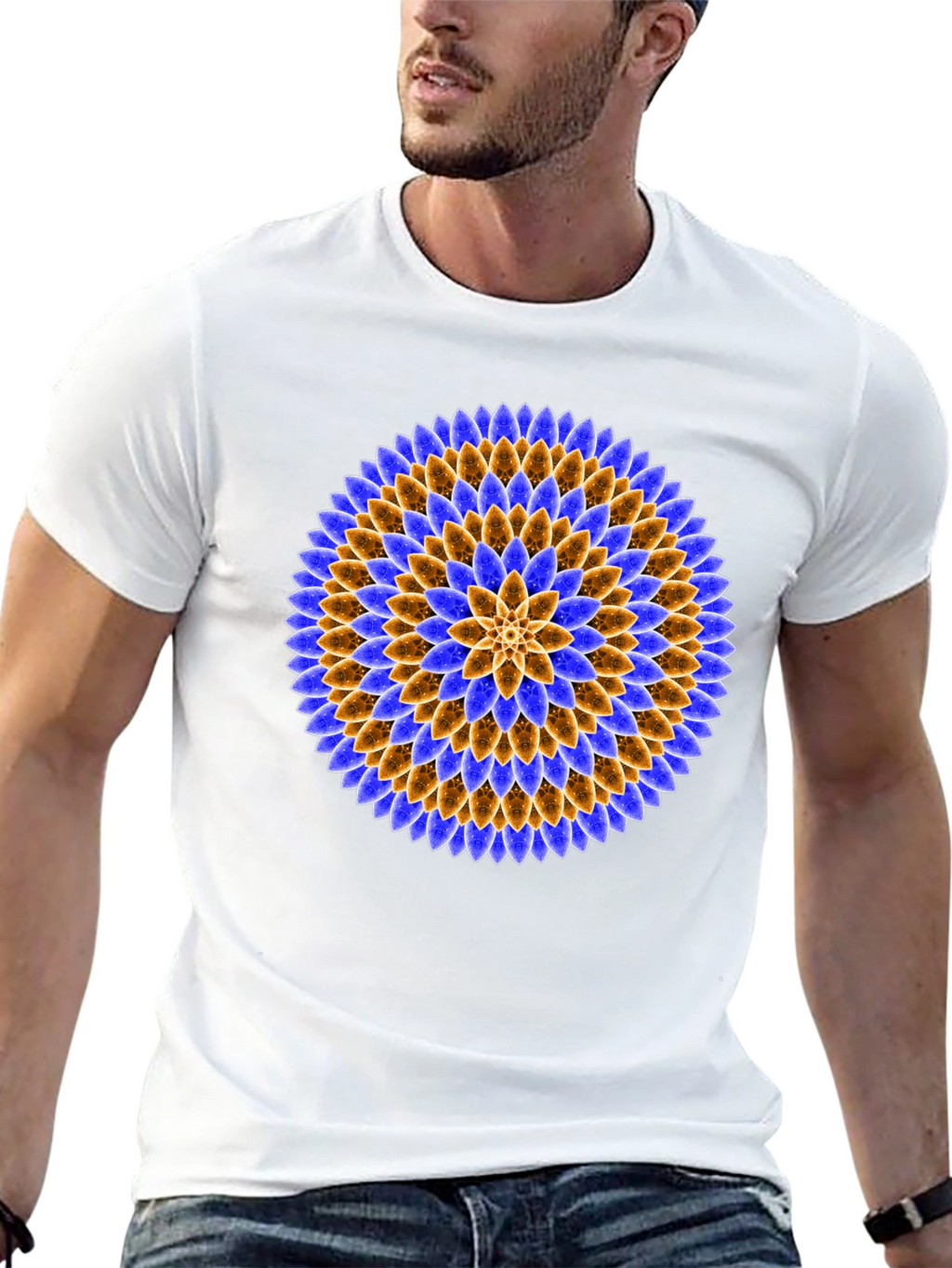 Floral Mandala Graphic Tee - Black Cotton T-Shirt