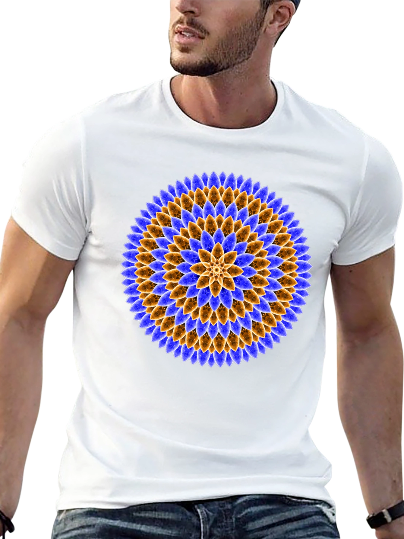 Floral Mandala Graphic Tee - Black Cotton T-Shirt