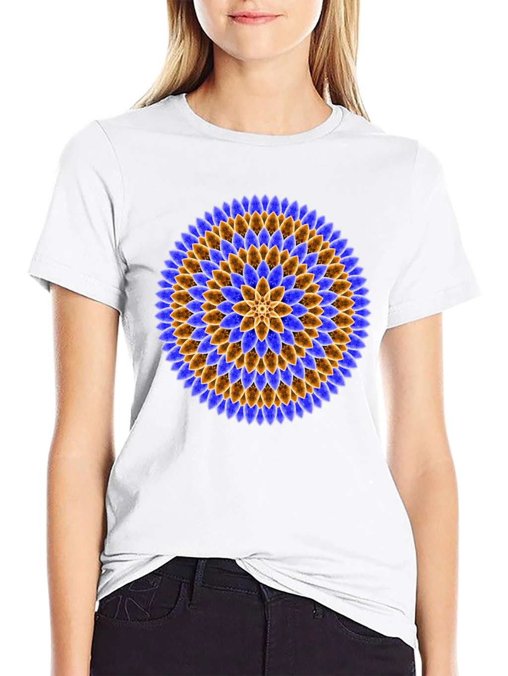 Floral Mandala Graphic Tee - Black Cotton T-Shirt