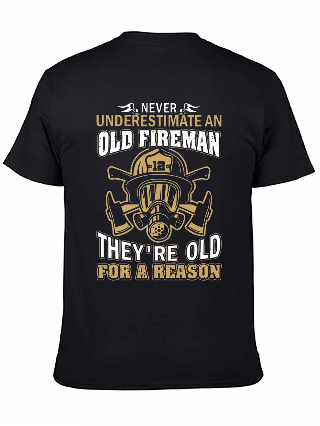 Old Fireman T-Shirt - Black Graphic Tee
