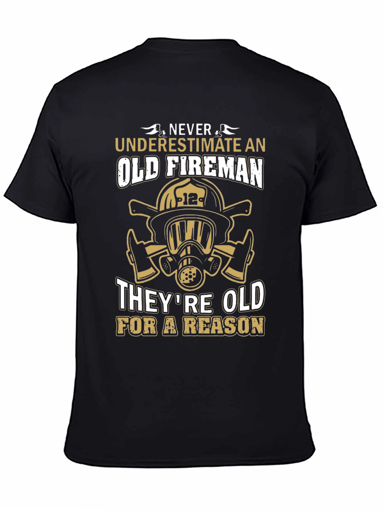 Old Fireman T-Shirt - Black Graphic Tee