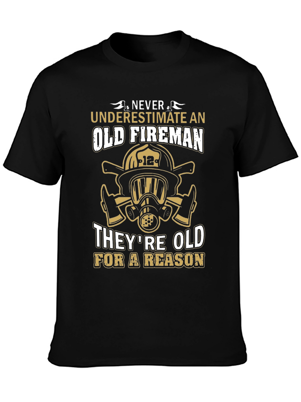 Old Fireman T-Shirt - Black Graphic Tee