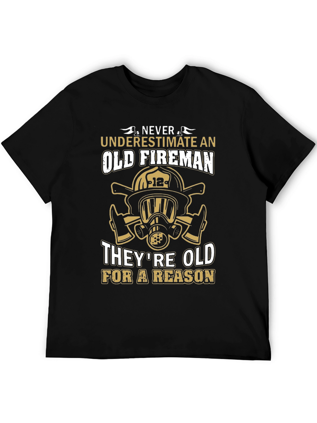 Old Fireman T-Shirt - Black Graphic Tee