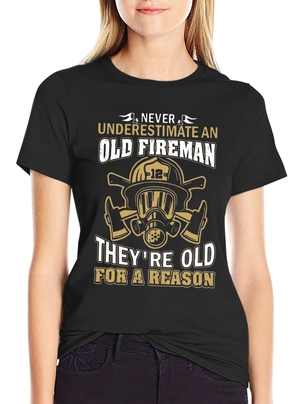 Old Fireman T-Shirt - Black Graphic Tee