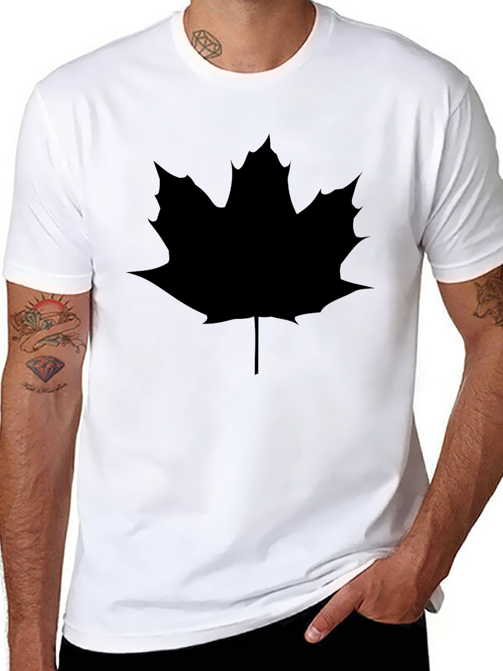 Maple Leaf Graphic Tee - Casual Black Shirt