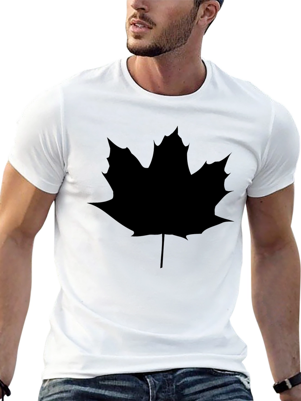 Maple Leaf Graphic Tee - Casual Black Shirt