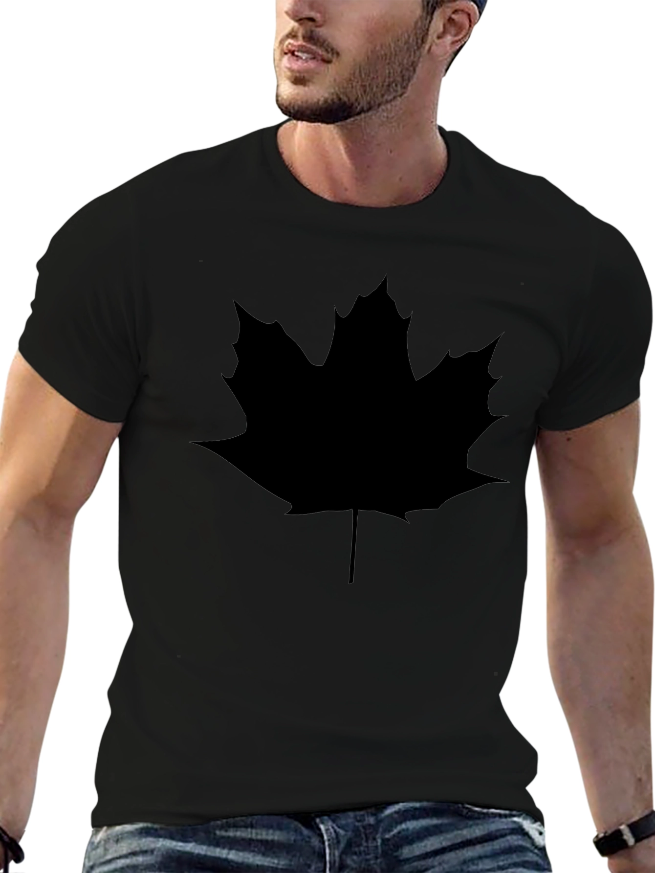 Maple Leaf Graphic Tee - Casual Black Shirt
