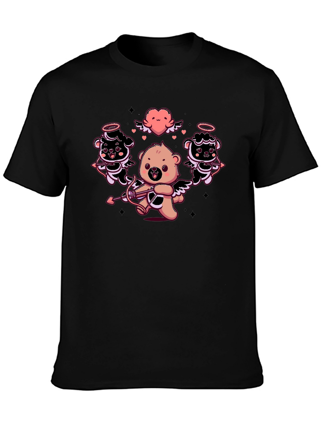 Cupid Bears Graphic Tee - Black