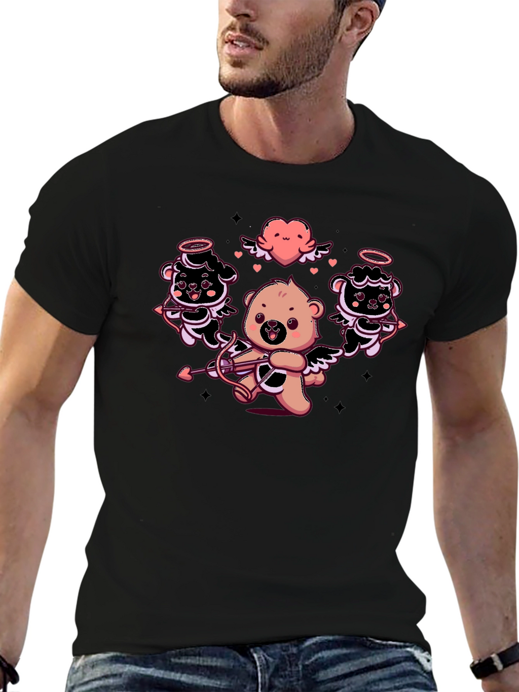 Cupid Bears Graphic Tee - Black