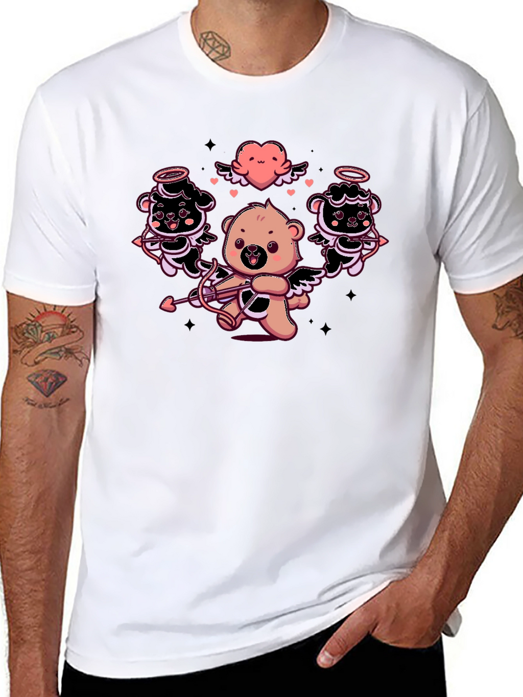 Cupid Bears Graphic Tee - Black