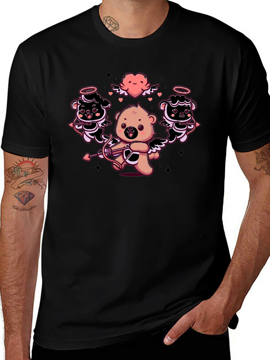 Cupid Bears Graphic Tee - Black