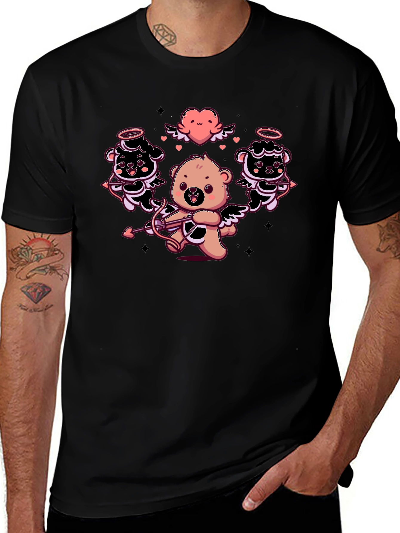 Cupid Bears Graphic Tee - Black