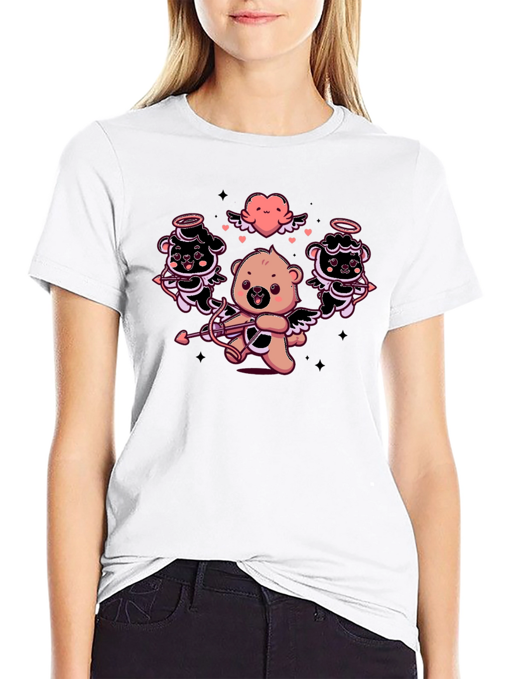 Cupid Bears Graphic Tee - Black
