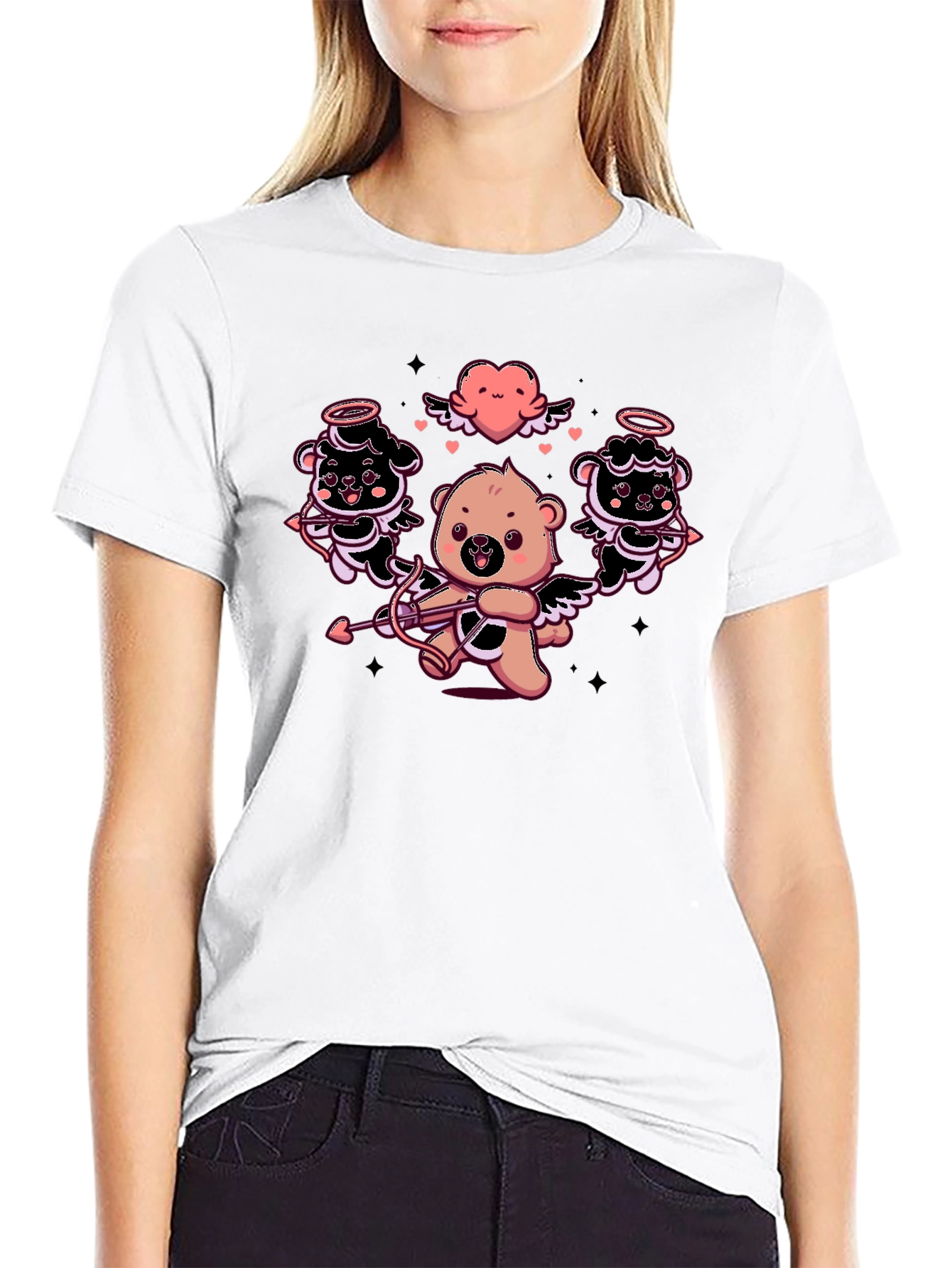 Cupid Bears Graphic Tee - Black