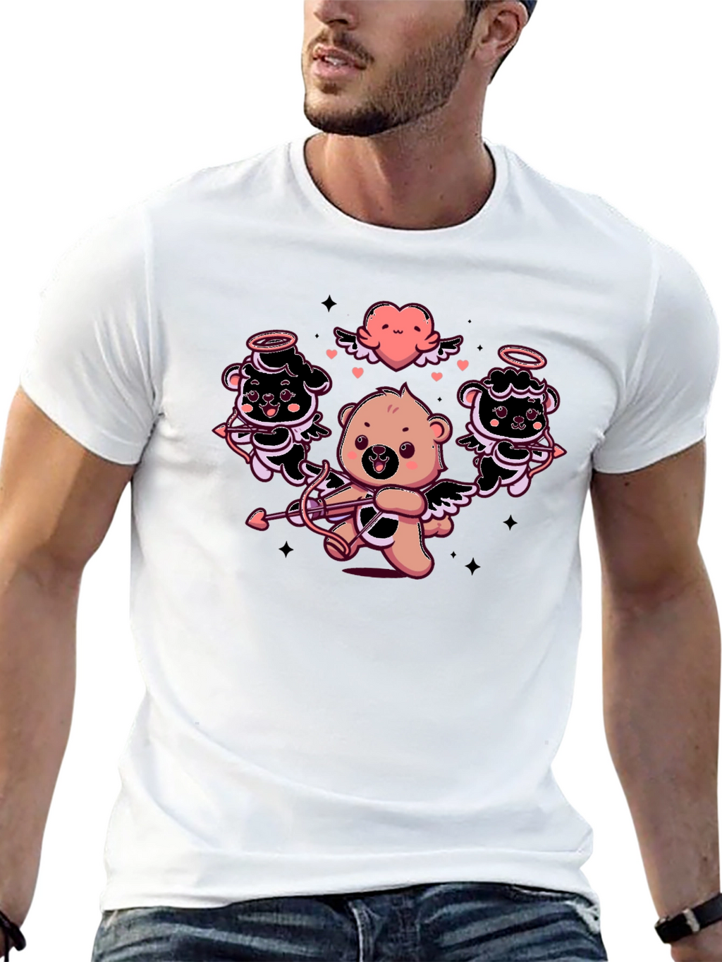 Cupid Bears Graphic Tee - Black
