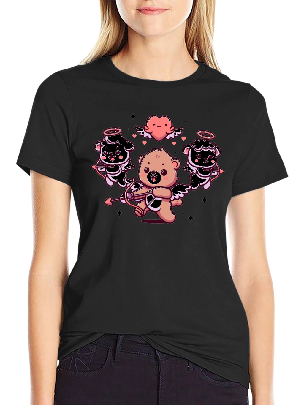 Cupid Bears Graphic Tee - Black
