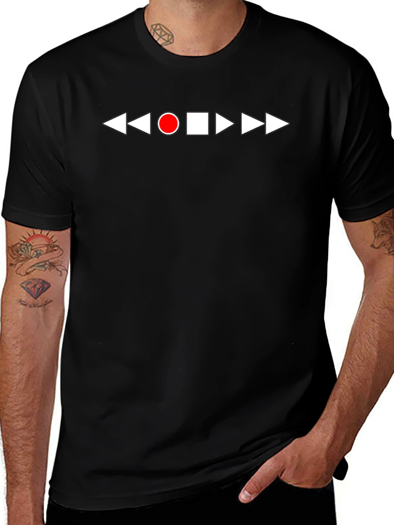 Playback Control T-Shirt - Black Graphic Tee