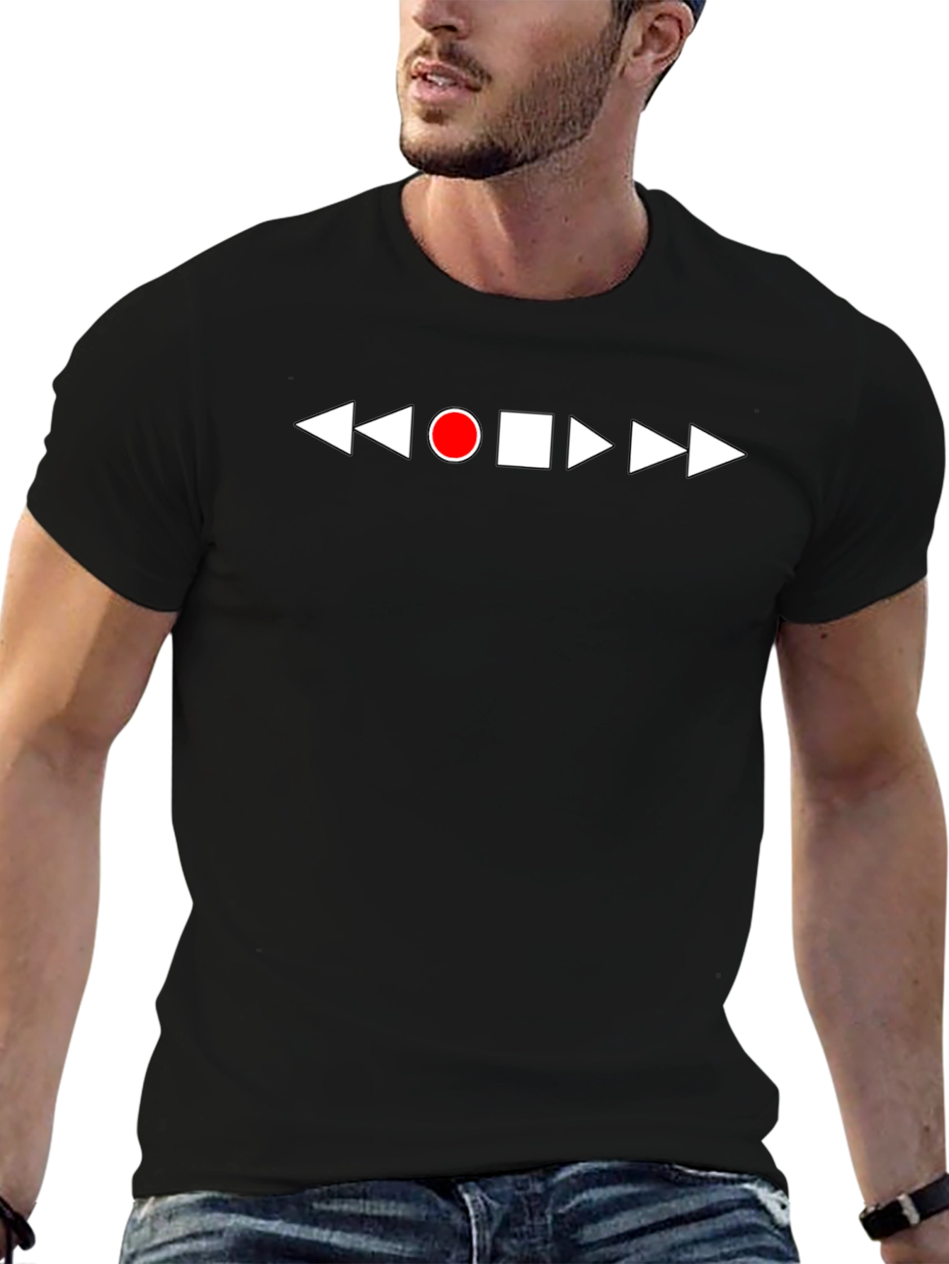 Playback Control T-Shirt - Black Graphic Tee