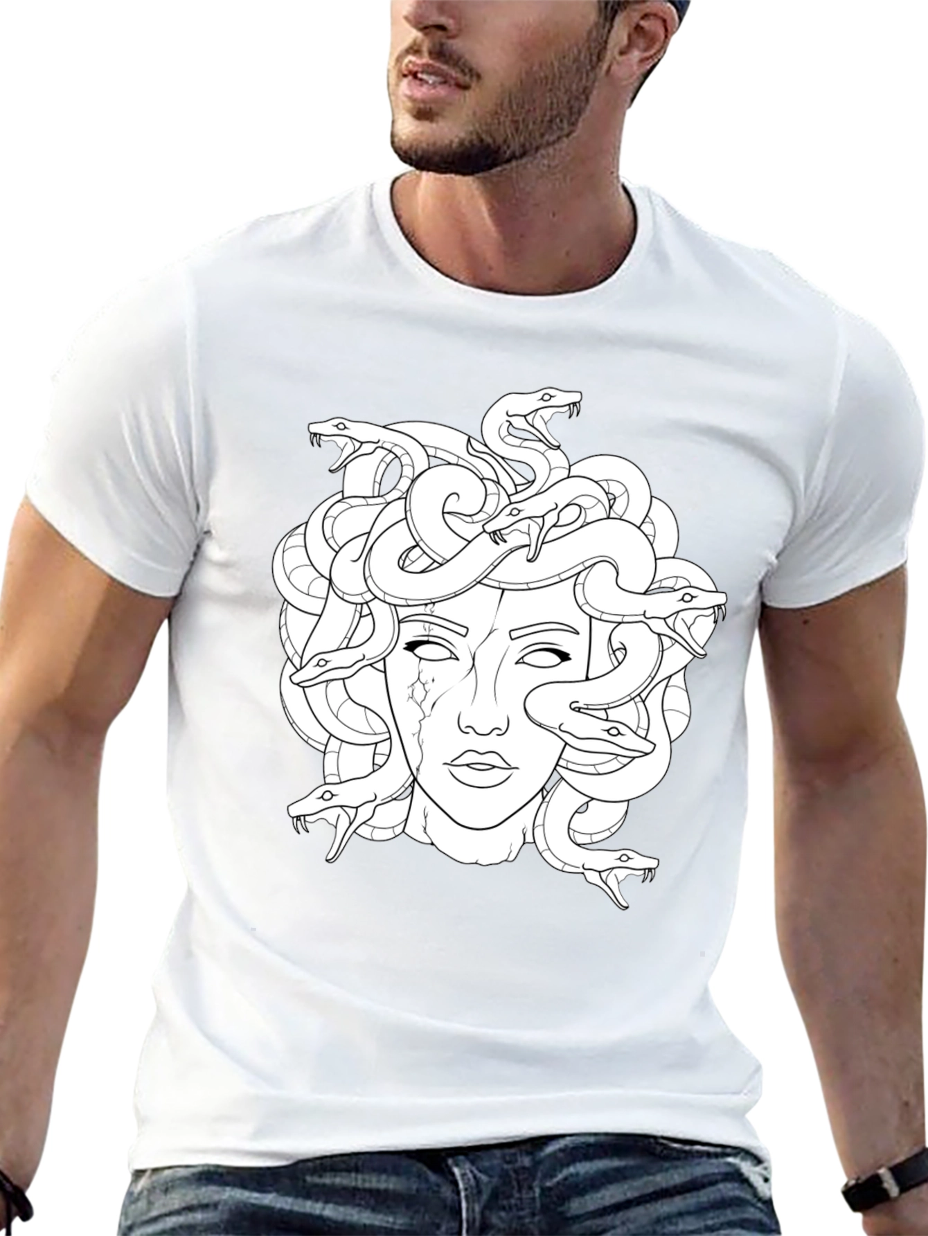 Medusa Graphic Print Black T-Shirt