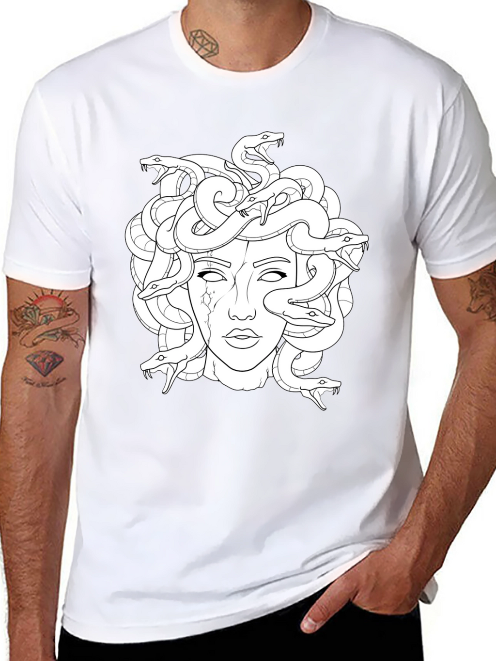 Medusa Graphic Print Black T-Shirt