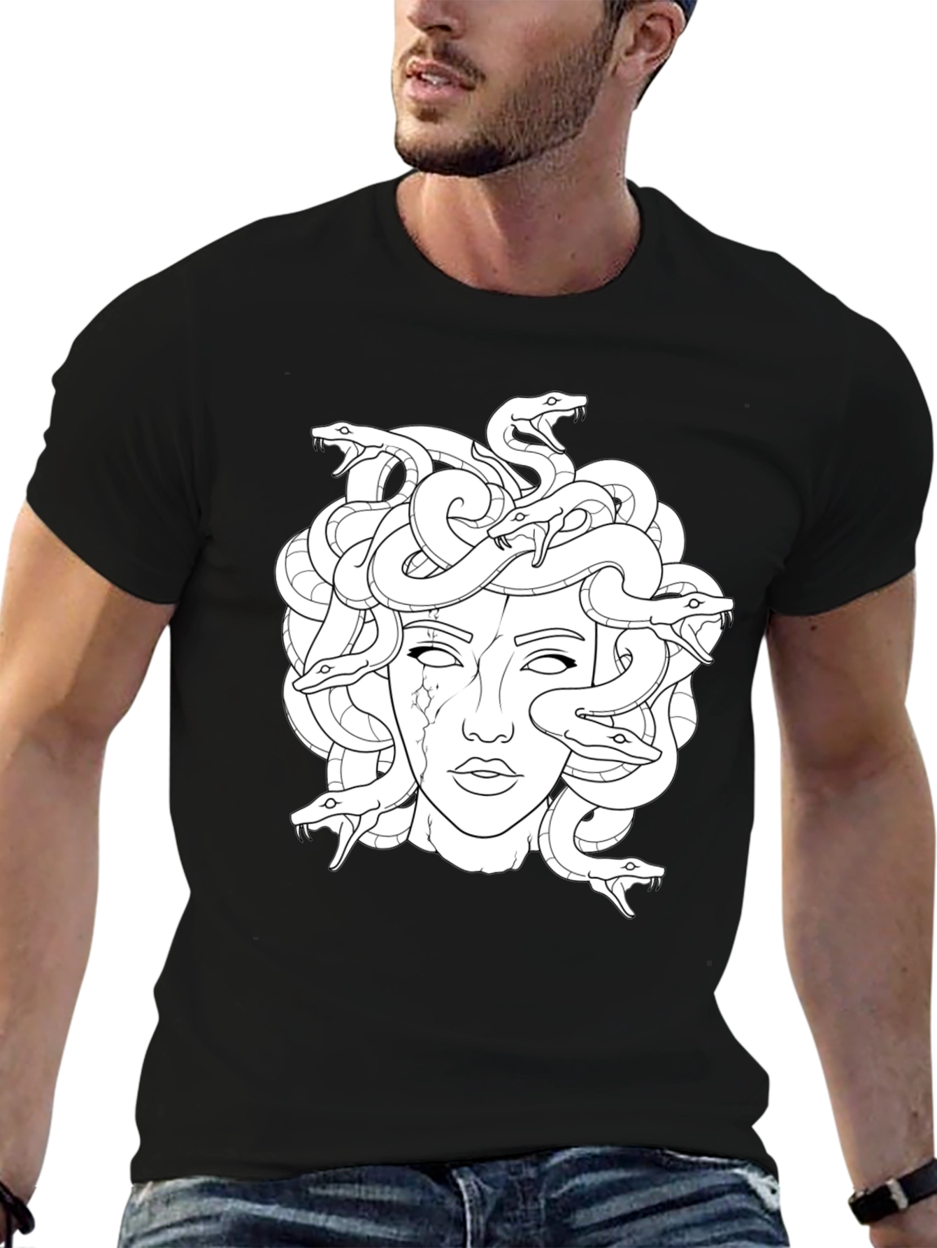 Medusa Graphic Print Black T-Shirt