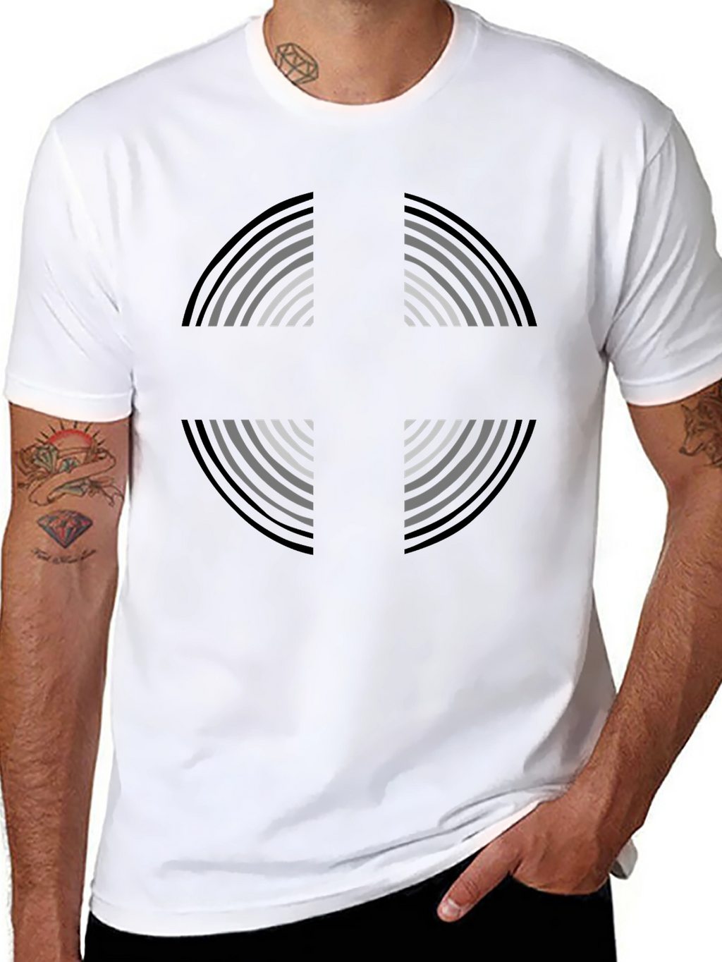 Geometric Cross Graphic Tee - Soft Cotton Comfort
