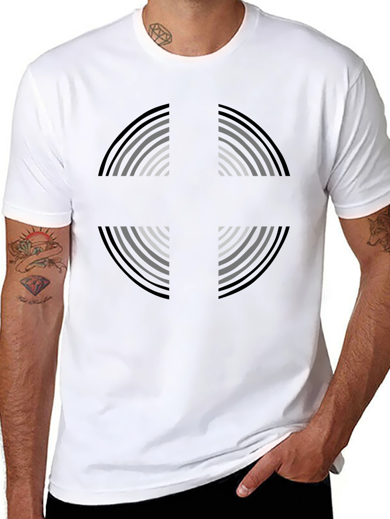 Geometric Cross Graphic Tee - Soft Cotton Comfort
