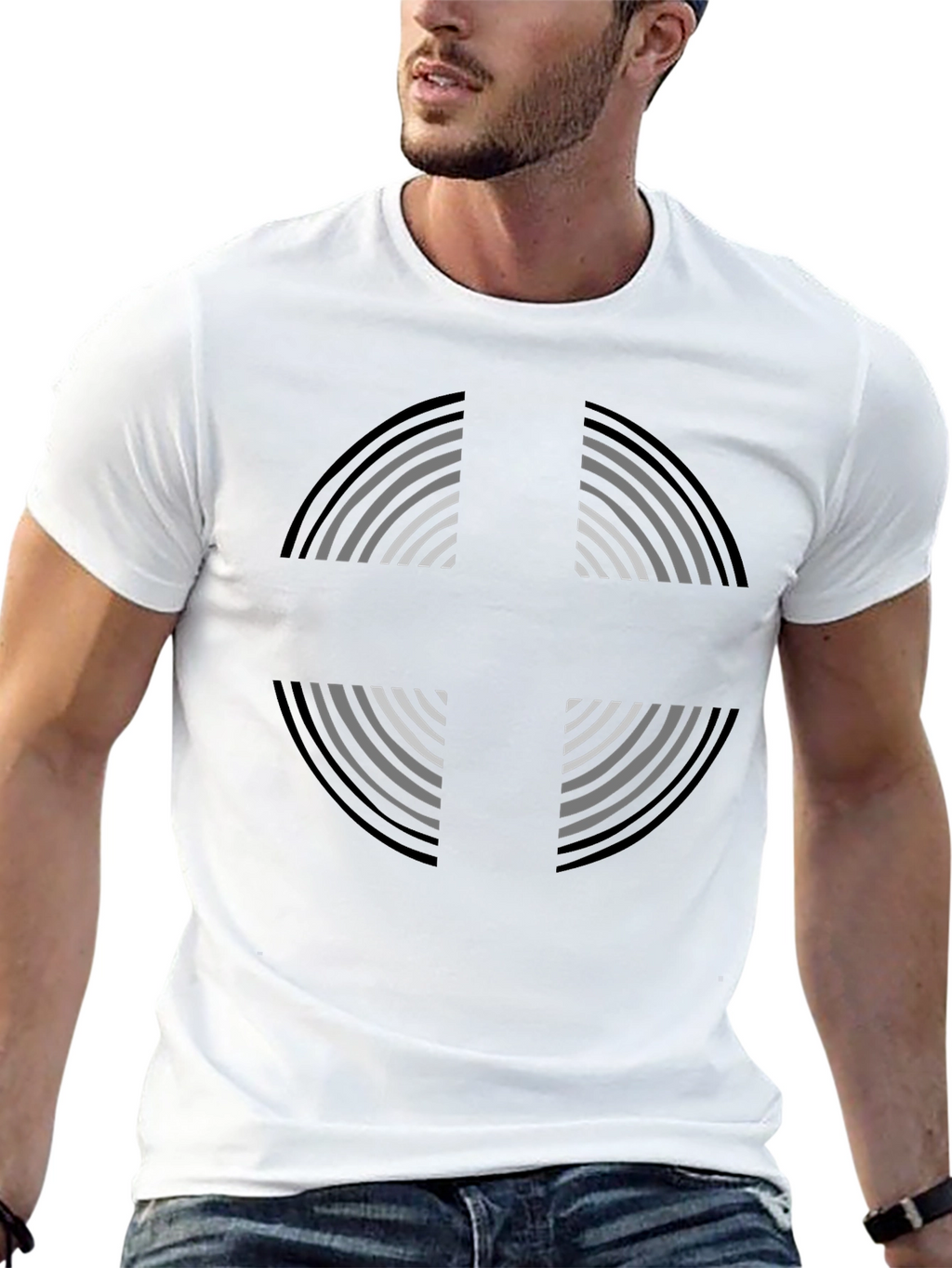 Geometric Cross Graphic Tee - Soft Cotton Comfort