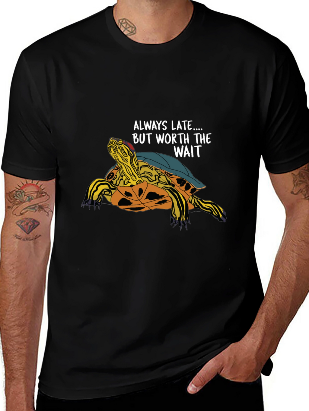 Always Late Turtle Graphic T-Shirt - Unisex Casual Top