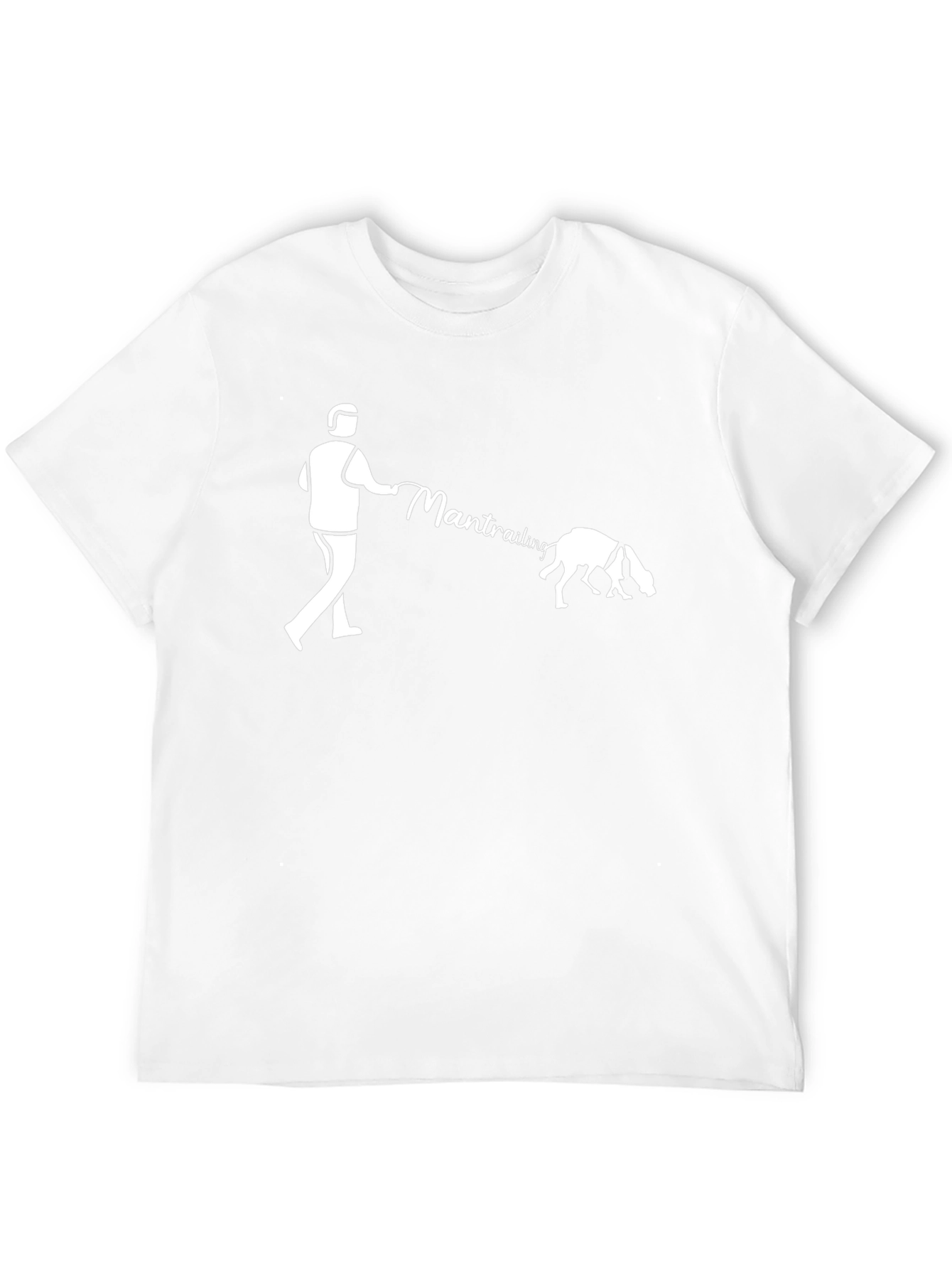 Man Trailing Dog Graphic T-Shirt - Black