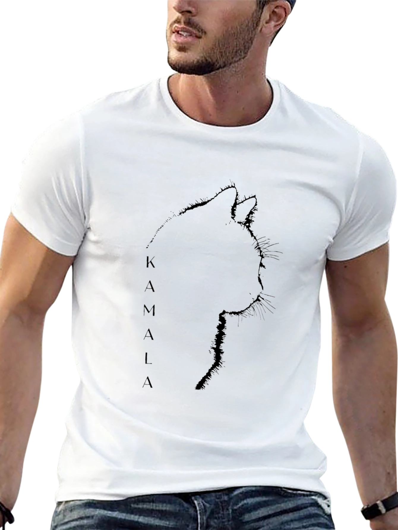 Kamala Cat Silhouette Black T-Shirt