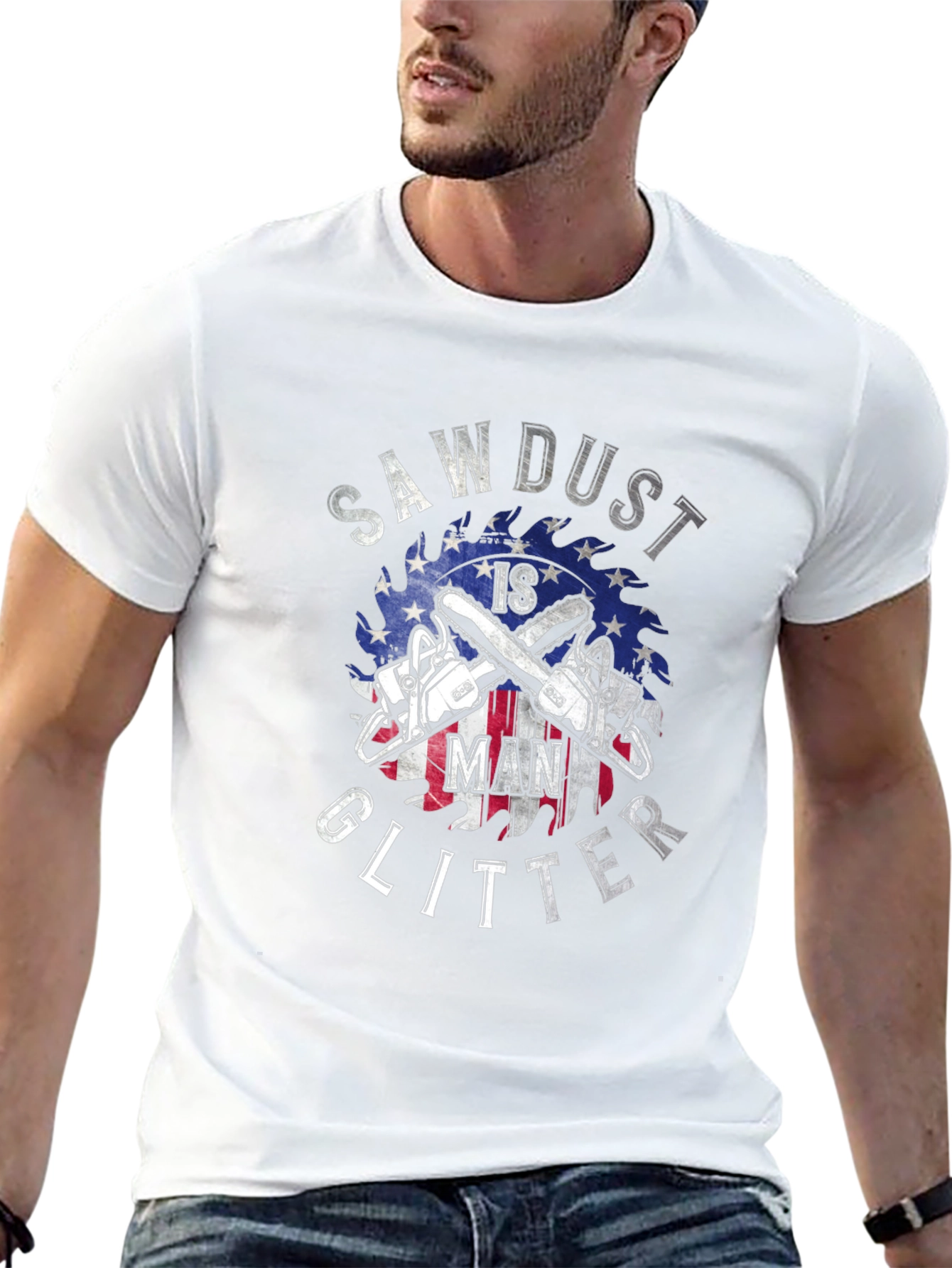 Sawdust is Man Glitter Graphic T-Shirt