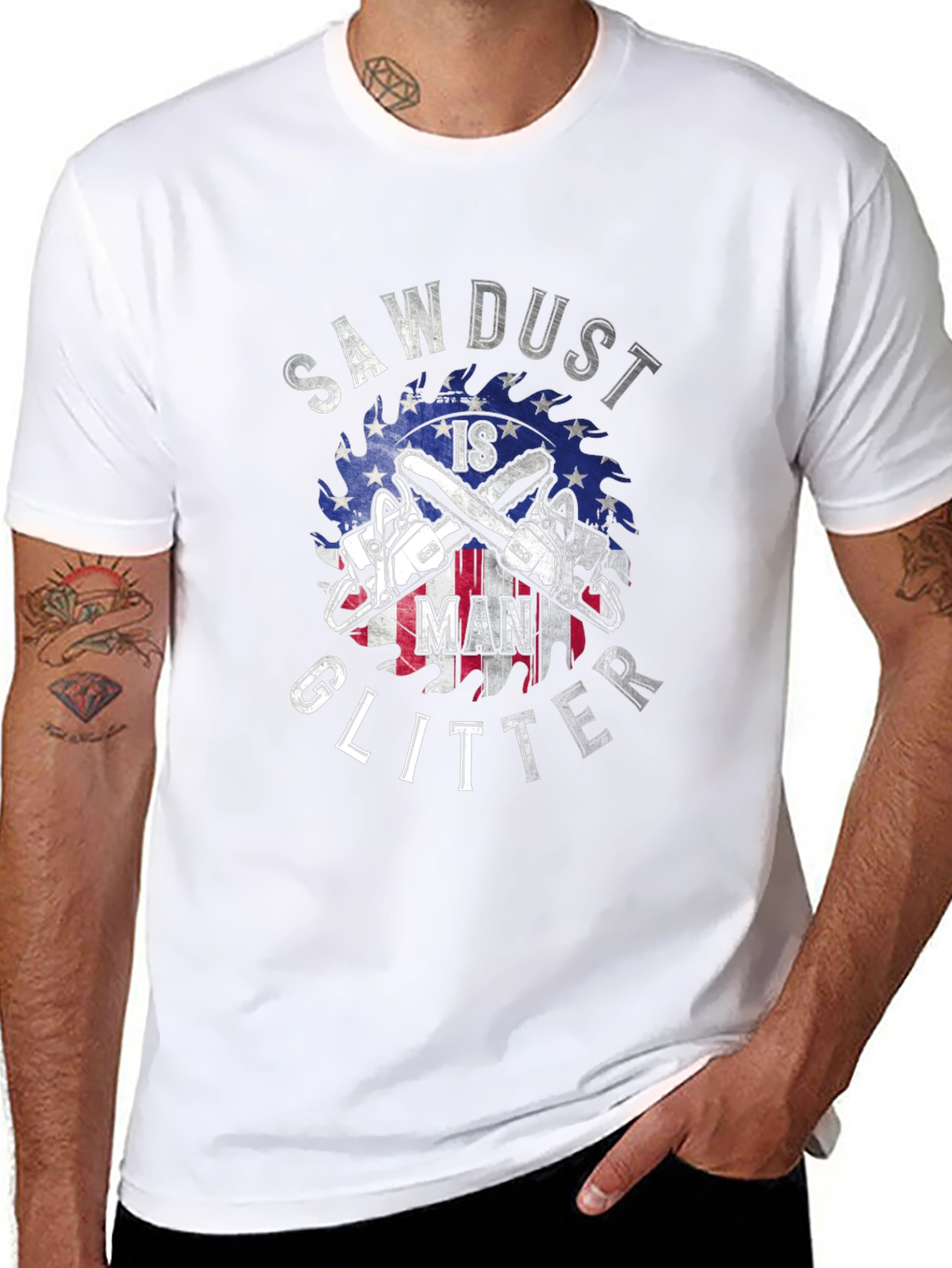 Sawdust is Man Glitter Graphic T-Shirt