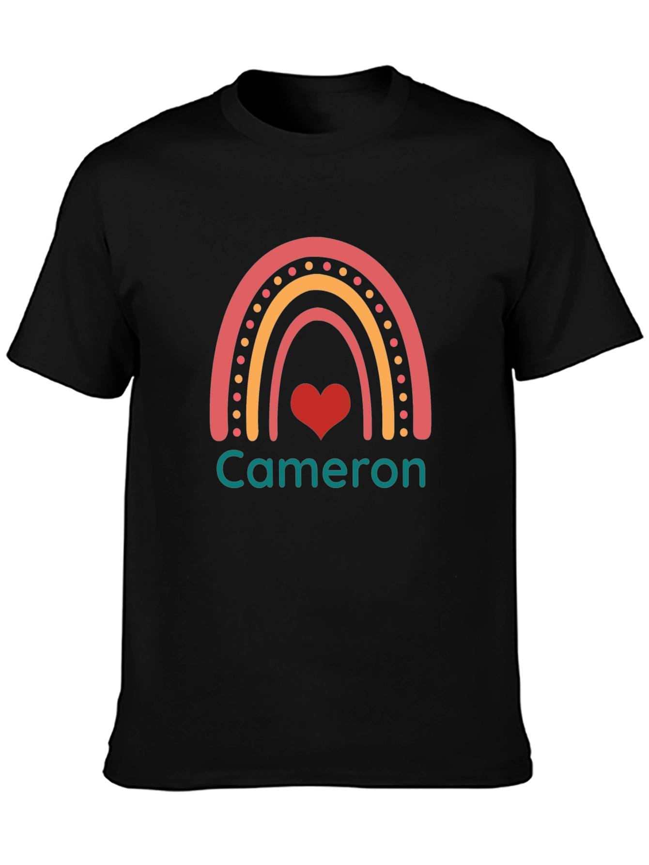 Personalized Cameron Rainbow Heart T-Shirt