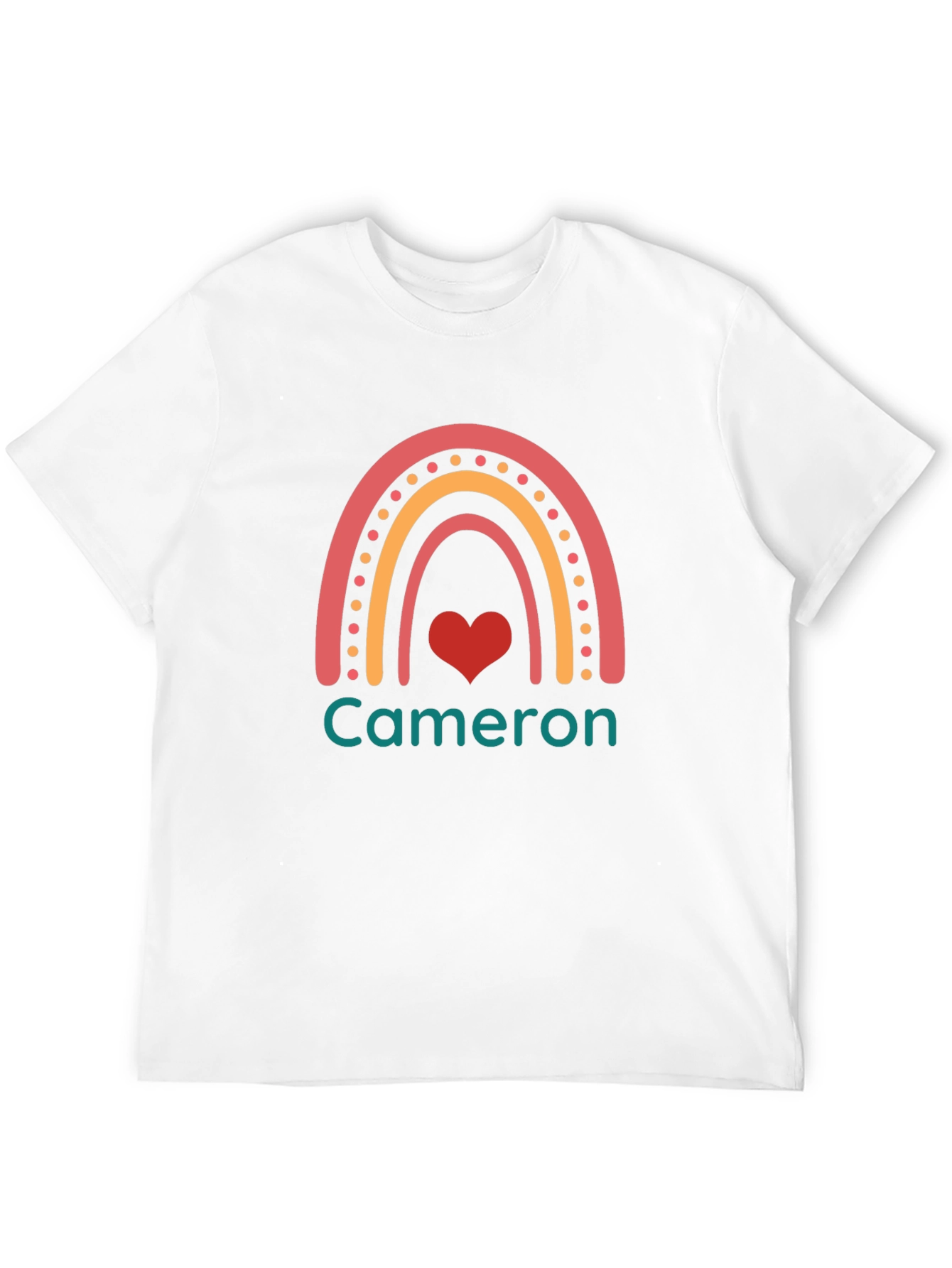 Personalized Cameron Rainbow Heart T-Shirt