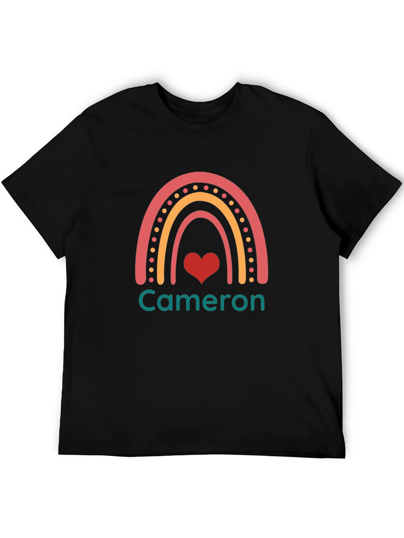 Personalized Cameron Rainbow Heart T-Shirt