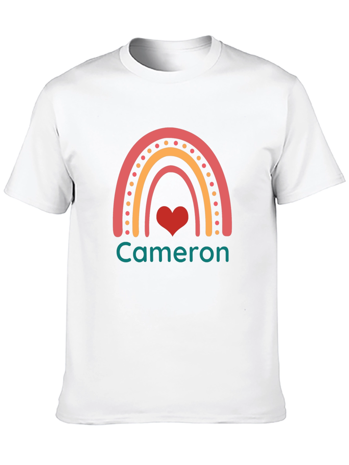 Personalized Cameron Rainbow Heart T-Shirt