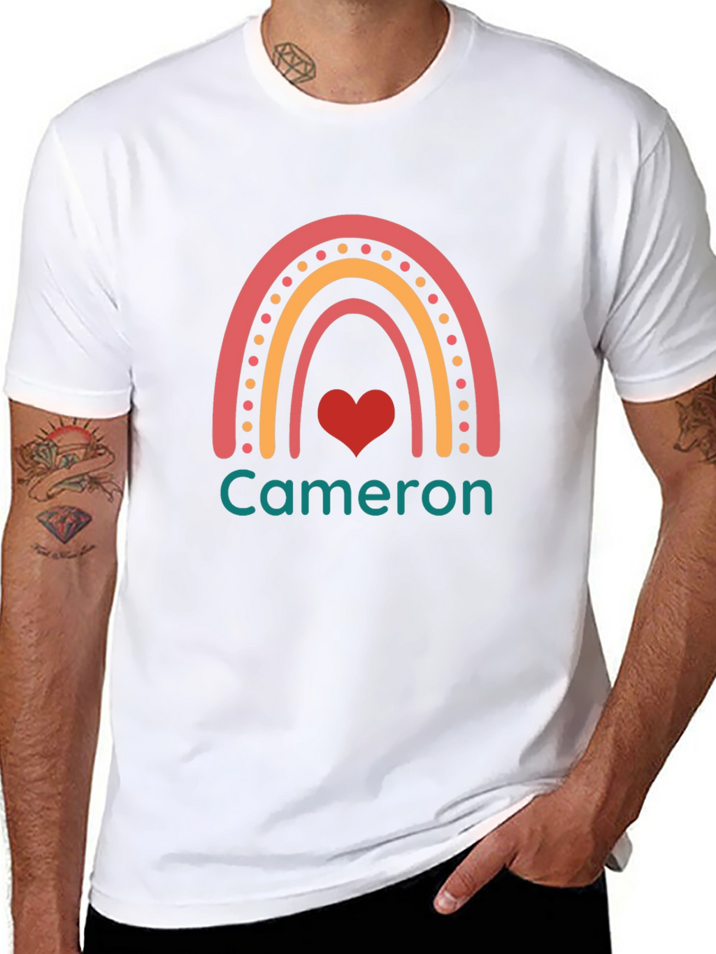 Personalized Cameron Rainbow Heart T-Shirt