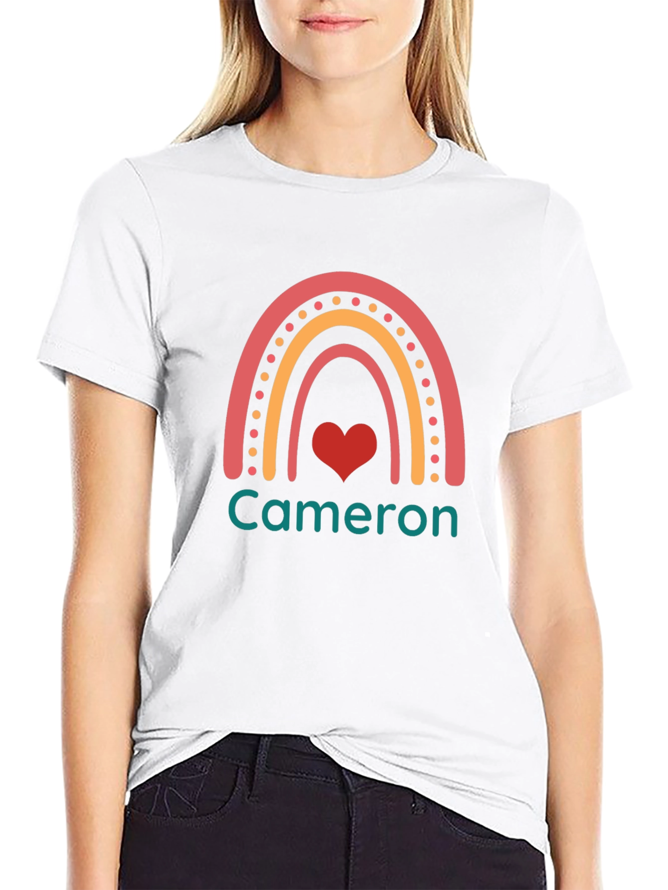 Personalized Cameron Rainbow Heart T-Shirt
