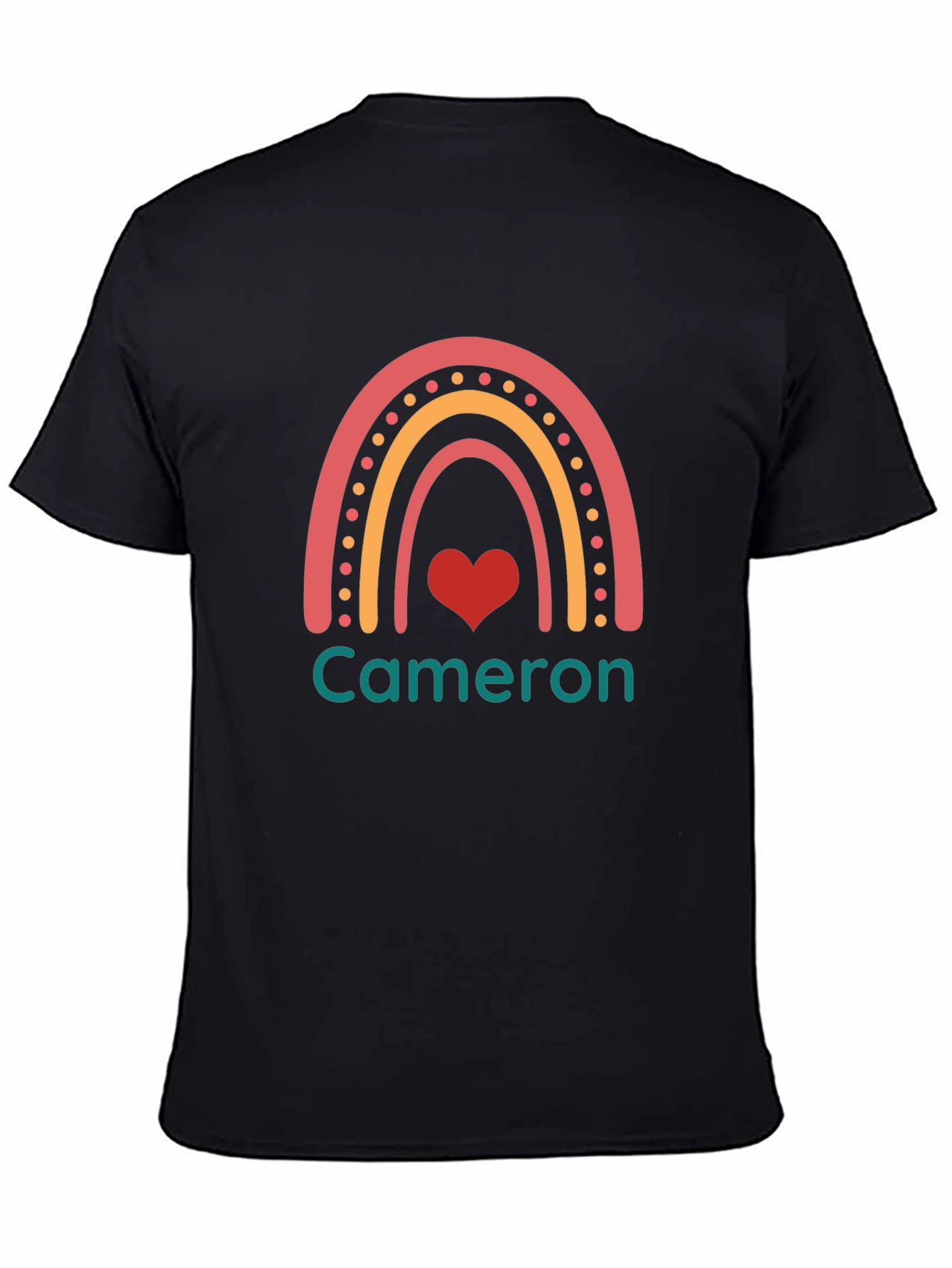 Personalized Cameron Rainbow Heart T-Shirt